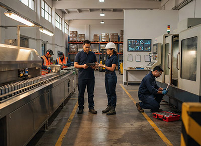 Hombre y mujer haciendo coordinaciones en fábrica